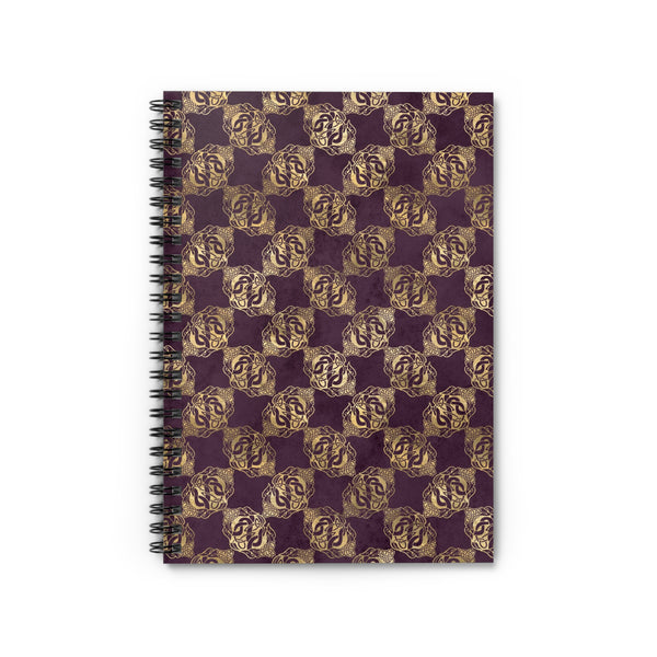 Gold Double Celtic Dragons on Distressed Purple - Spiral Notebook - Ruled Line