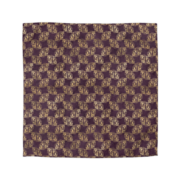 Gold Double Celtic Dragons on Distressed Purple - Microfiber Duvet Cover