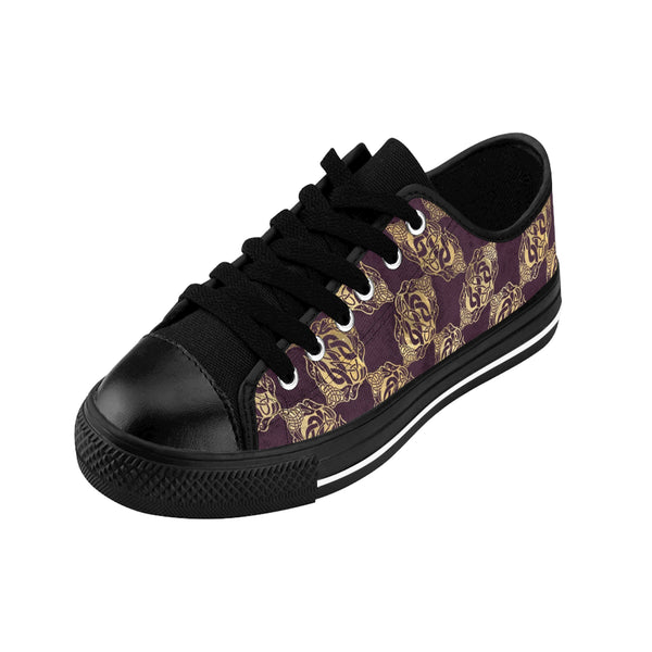 Gold Double Celtic Dragons on Distressed Purple - Women's Sneakers