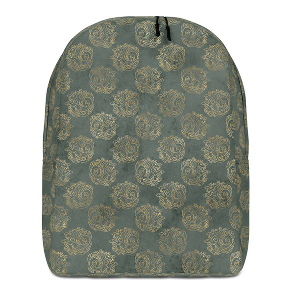 Gold Celtic Knot Horses on Distressed Green - Minimalist Backpack-Clover & Thistle