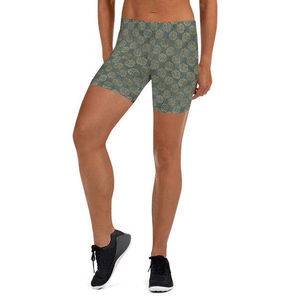 Gold Celtic Knot Horses on Distressed Green - Women's Shorts-Clover & Thistle
