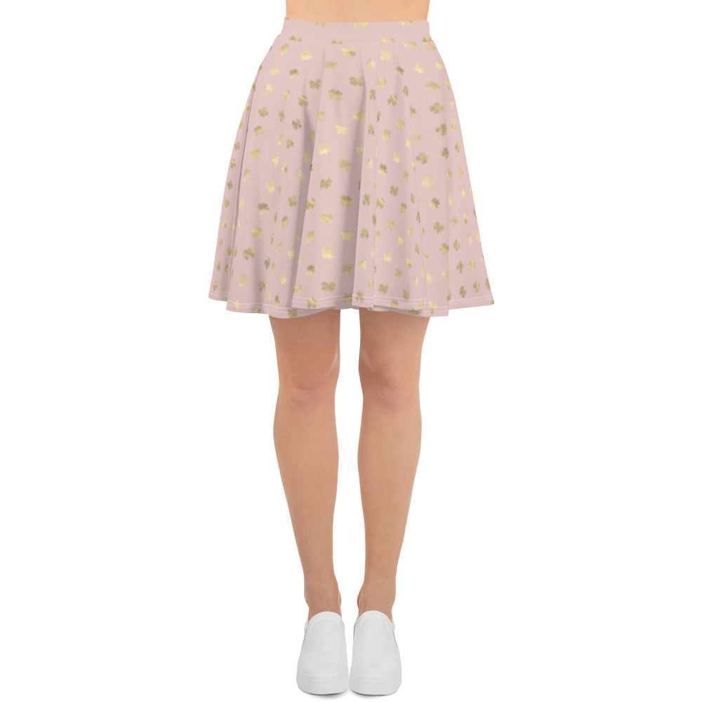 4 Leaf Clovers | Blush Pink | Gold | Skater Skirt