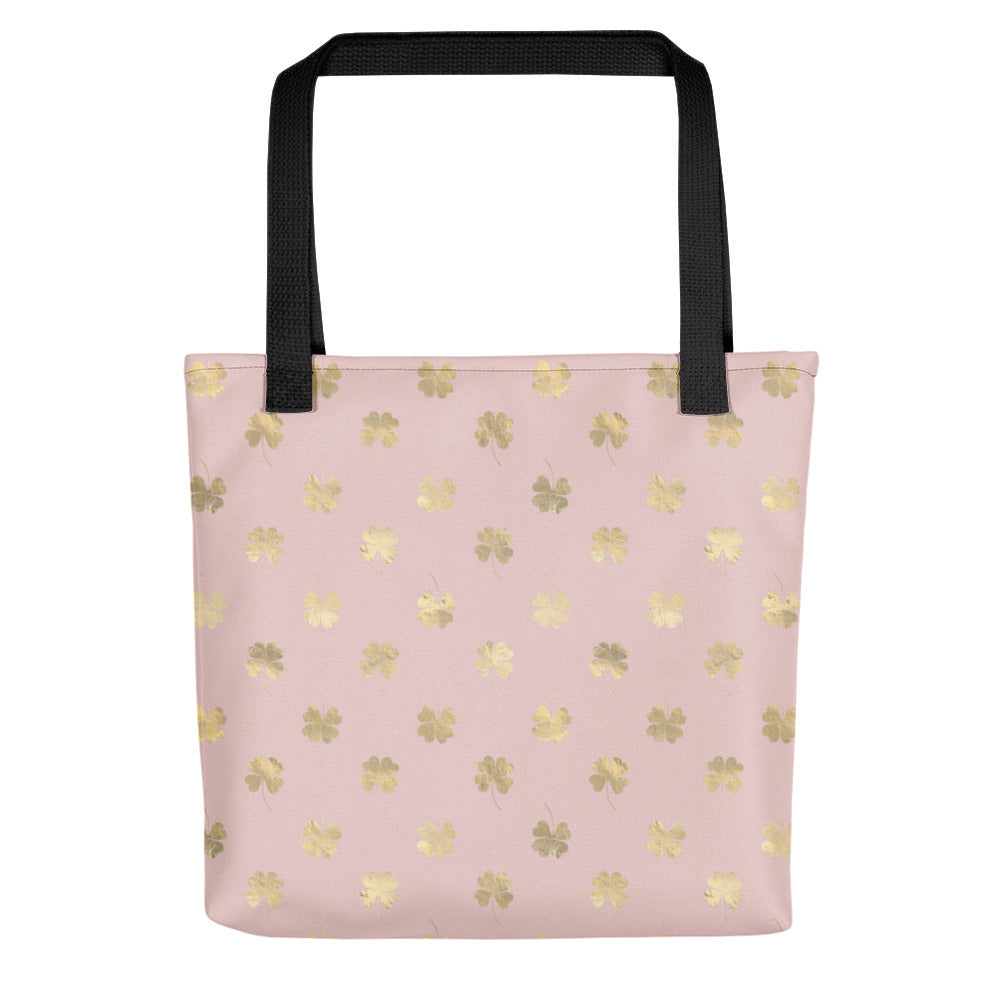 4 Leaf Clovers | Blush Pink | Gold | Tote Bag