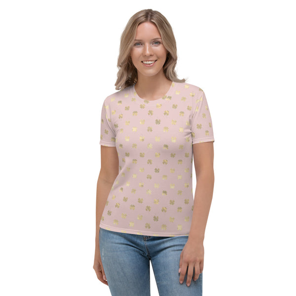 4 Leaf Clovers | Blush Pink | Gold | Women's | T-Shirt