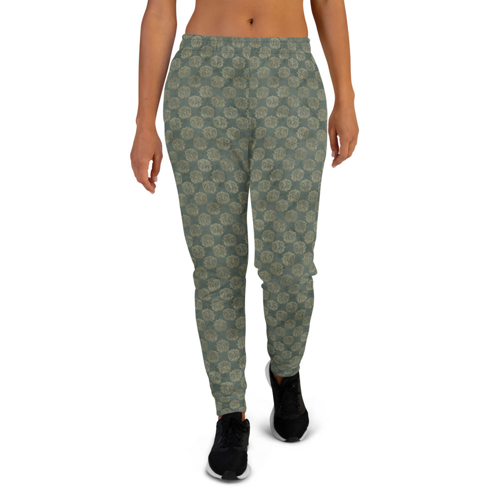 Gold Celtic Knot Horses on Distressed Green - Women's Joggers-Clover & Thistle