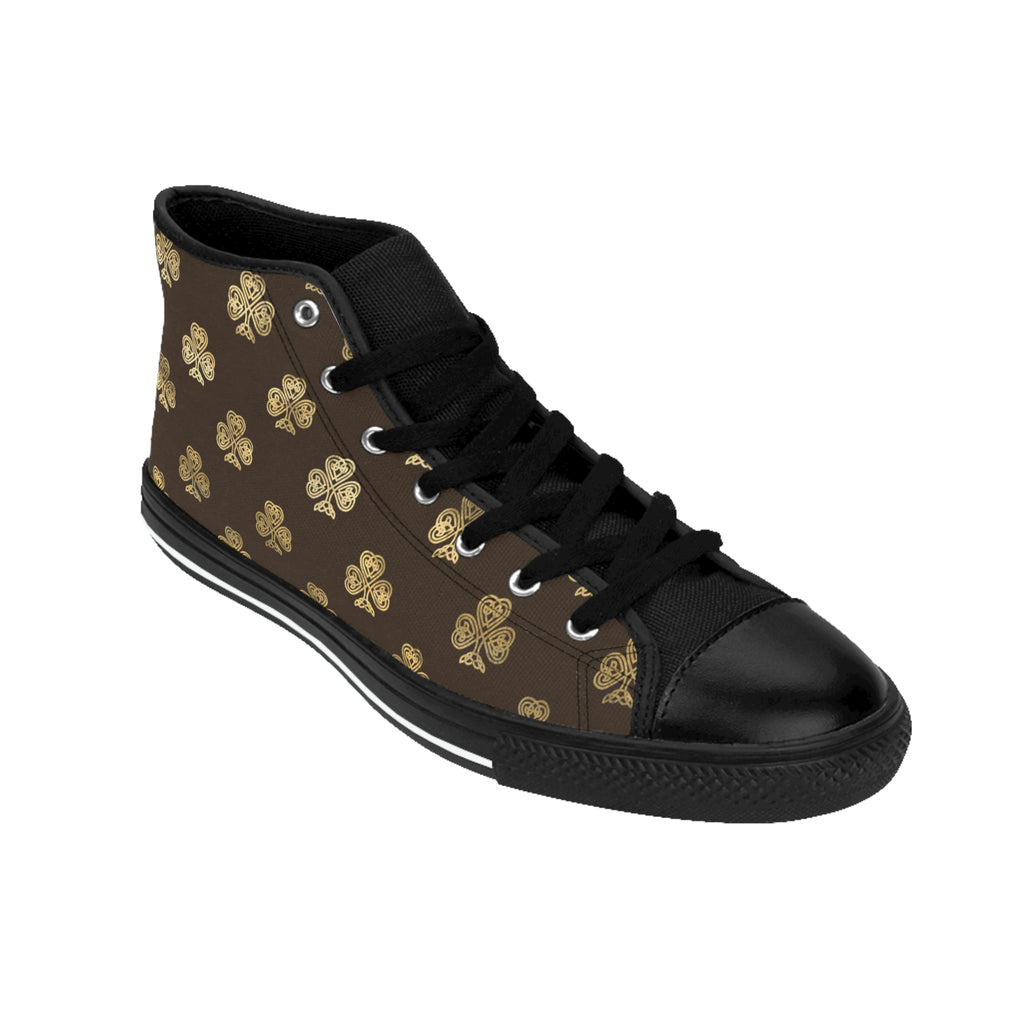 Chocolate and Gold Celtic Knot Shamrocks - Women's High-top Sneakers