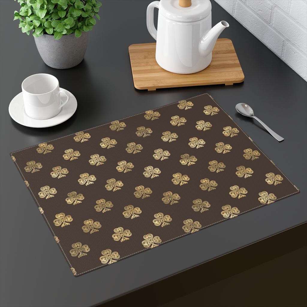 Chocolate and Gold Celtic Knot Shamrocks - Cotton Placemat