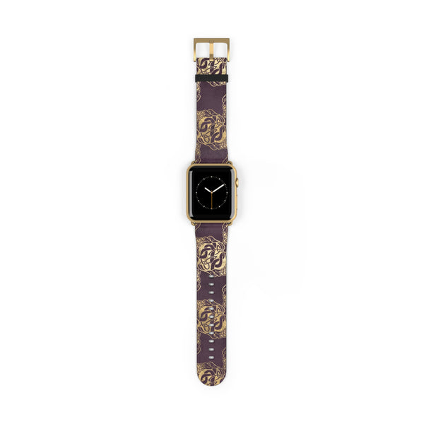 Gold Double Celtic Dragons on Distressed Purple - Smart Watch Band