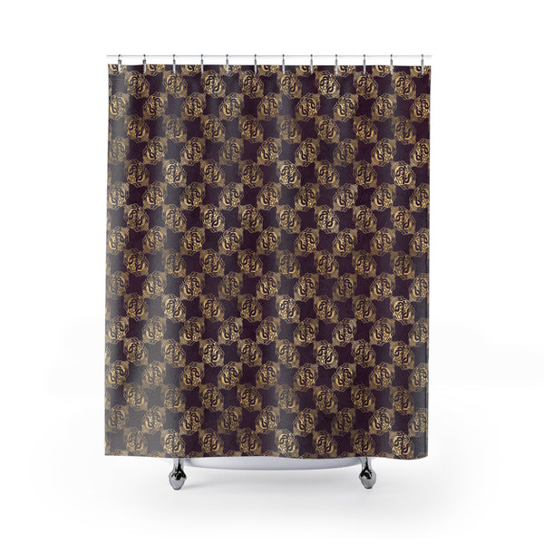 Gold Double Celtic Dragons on Distressed Purple - Shower Curtains
