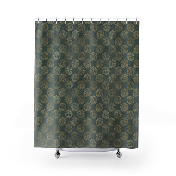 Gold Celtic Knot Horses on Distressed Green - Shower Curtain
