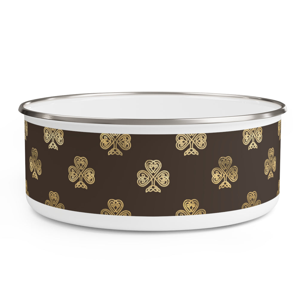 Chocolate and Gold Celtic Knot Shamrocks - Enamel Storage Container