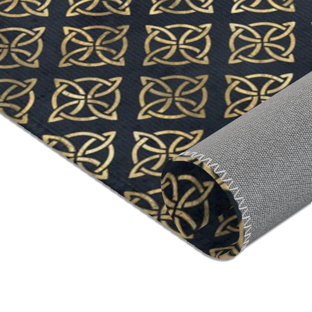 Gold Quaternary Celtic Knots on Distressed Navy Blue - Shower