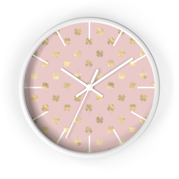 4 Leaf Clovers | Gold | Blush Pink | Celtic | Irish | Wall Clock