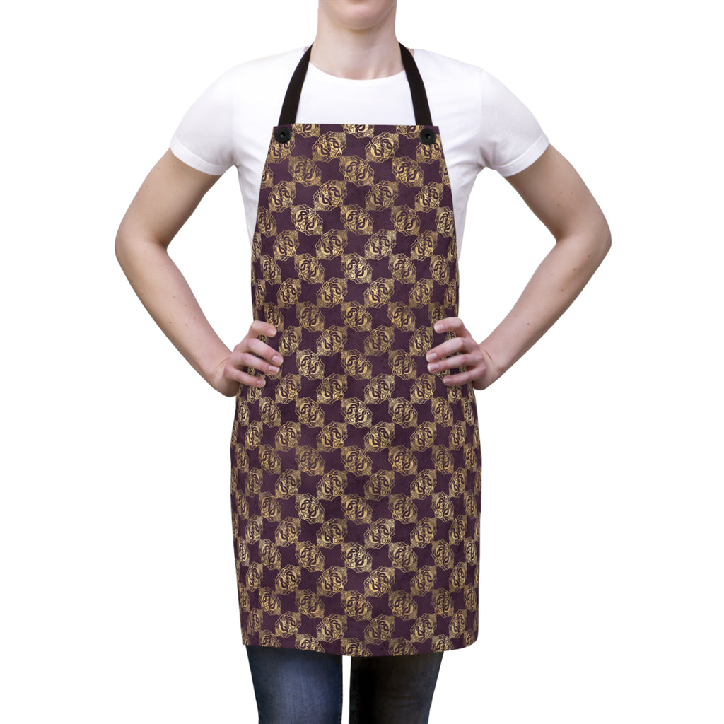 Gold Double Celtic Dragons on Distressed Purple - Apron