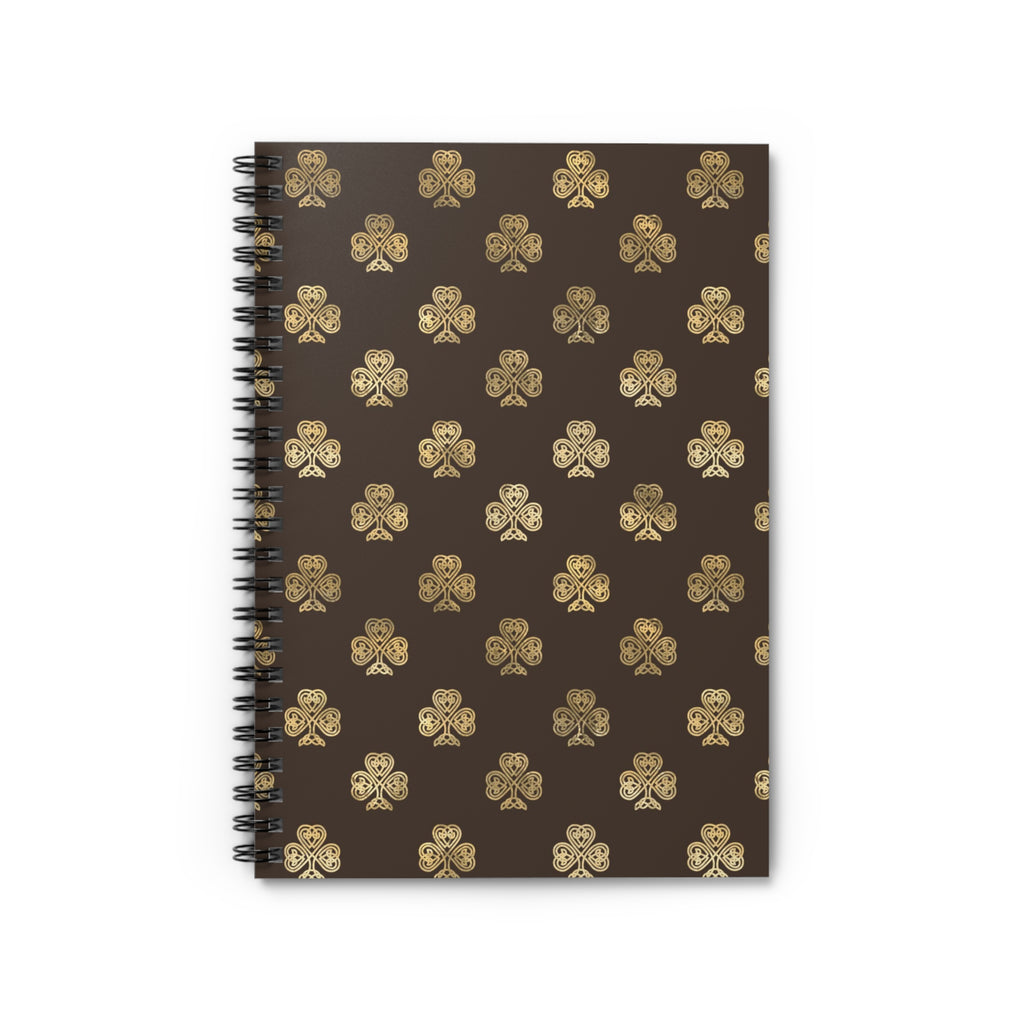 Chocolate and Gold Celtic Knot Shamrocks - Spiral Notebook - Ruled Line