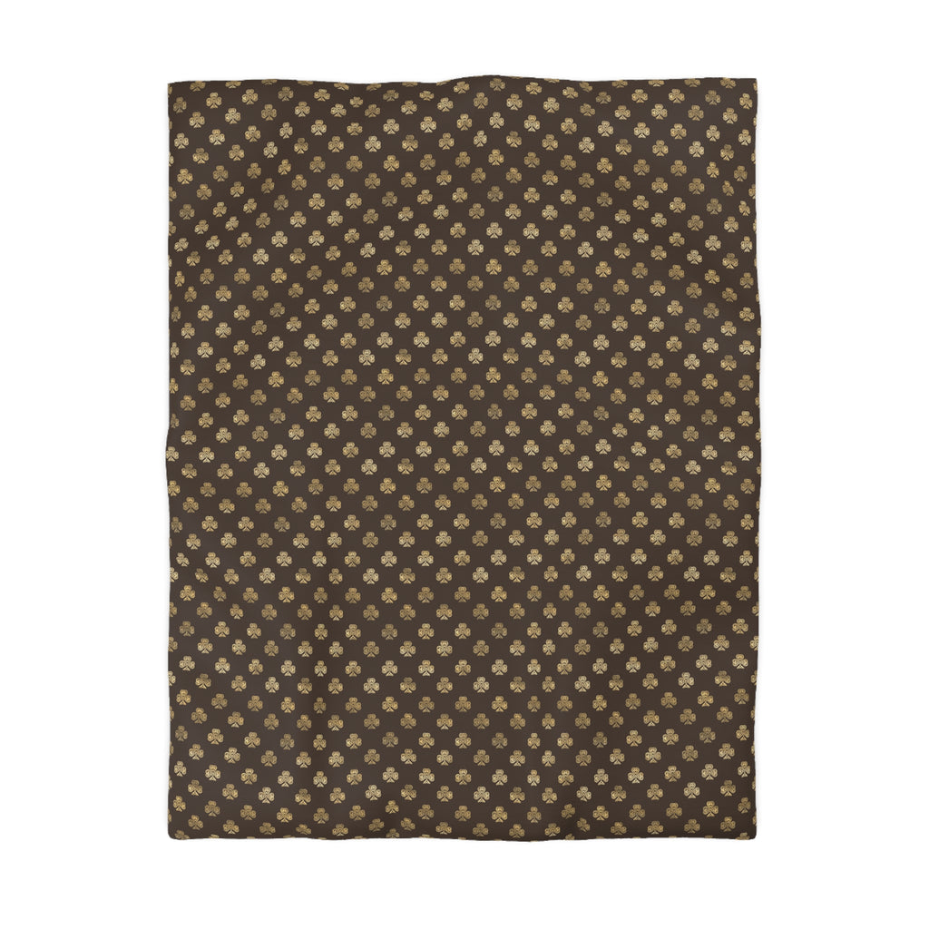 Chocolate and Gold Celtic Knot Shamrocks - Microfiber Duvet Cover