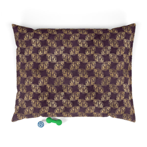 Gold Double Celtic Dragons on Distressed Purple - Pet Bed