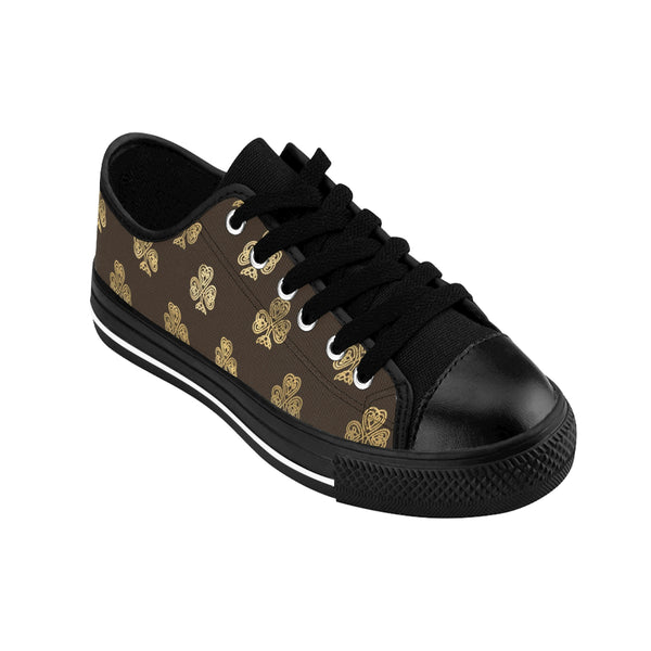Chocolate and Gold Celtic Knot Shamrocks - Men's Sneakers
