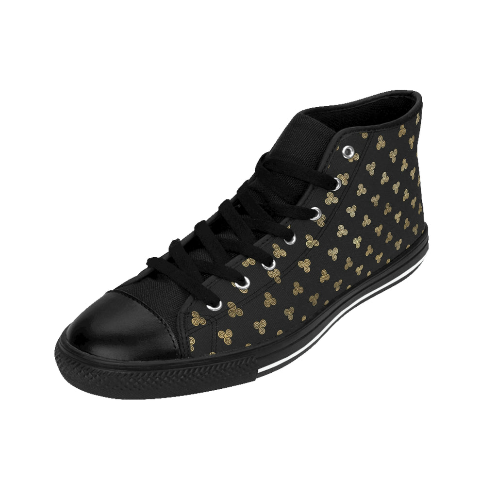 Small Celtic Triskeles | Black | Gold | Women's | High-top Sneakers