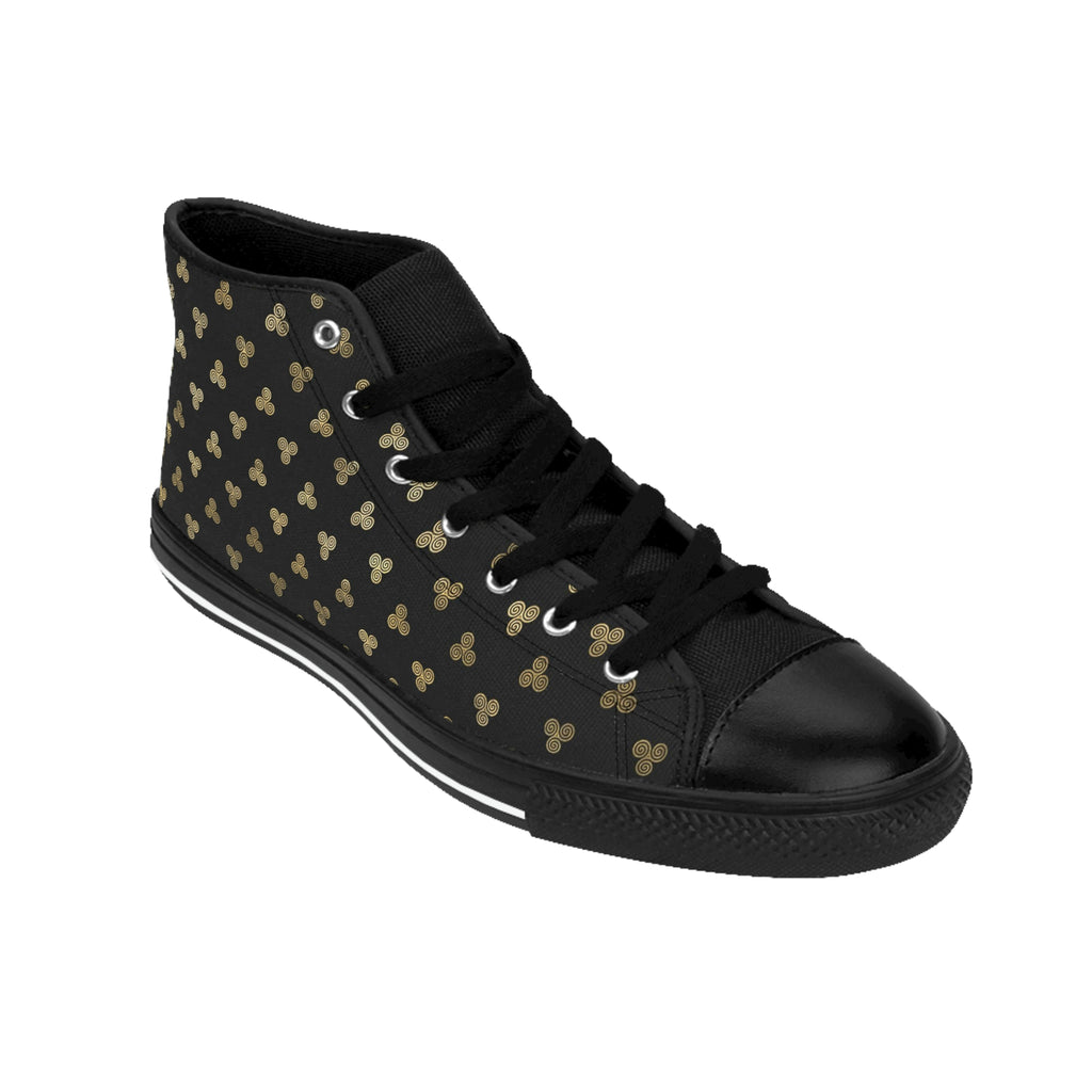 Small Celtic Triskeles | Black | Gold | Men's | High-top Sneakers