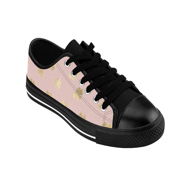 Golden 4 Leaf Clovers on Blush Pink - Women's Sneakers