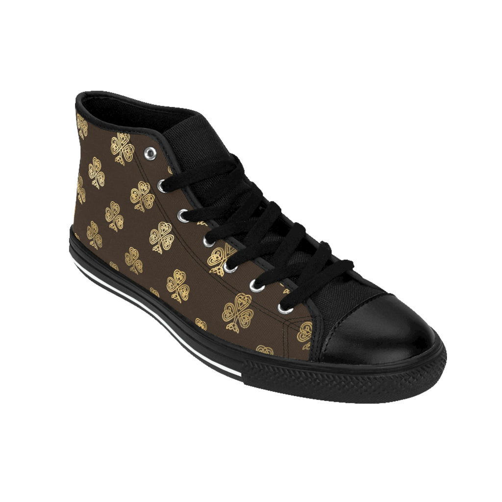 Chocolate and Gold Celtic Knot Shamrocks - Men's High-top Sneakers