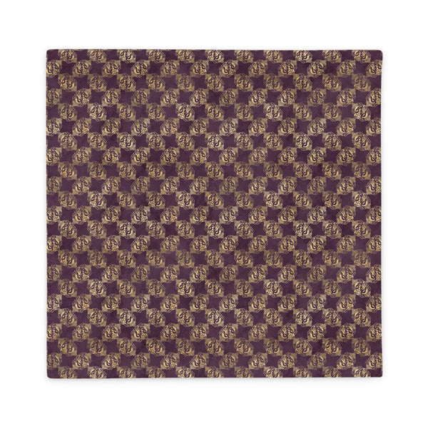 Gold Double Celtic Dragons on Distressed Purple - Basic Throw Pillow Case