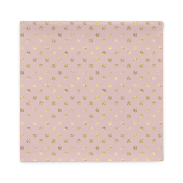 4 Leaf Clovers | Blush Pink | Gold | Basic | Throw Pillow Case