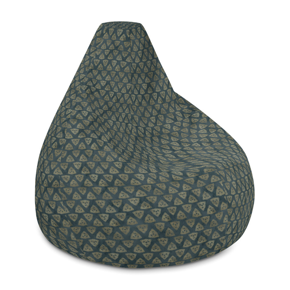 Triquetra Celtic Knots | Distressed Teal | Gold | Bean Bag Chair Cover