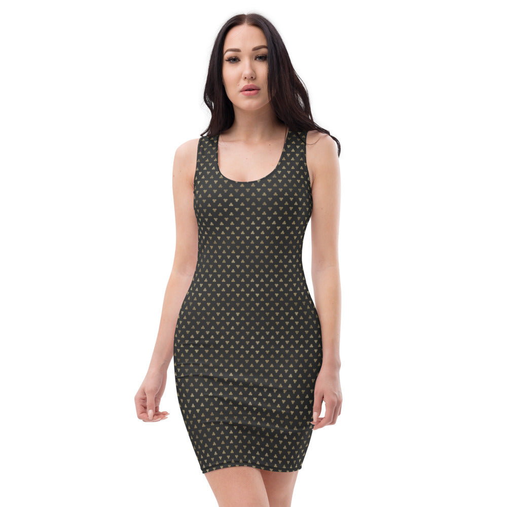 Small | Celtic Triskeles | Black | Gold | Women's | Fitted Dress