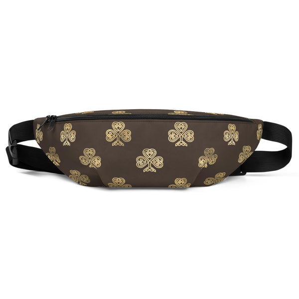 Chocolate and Gold Celtic Knot Shamrocks - Fanny Pack-Fanny Pack-Clover & Thistle