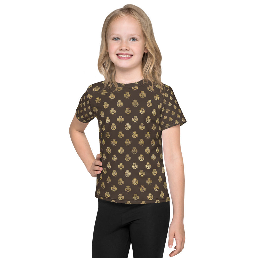 Chocolate and Gold Celtic Knot Shamrocks - Kids T-shirt-Kid's T-Shirt-Clover & Thistle