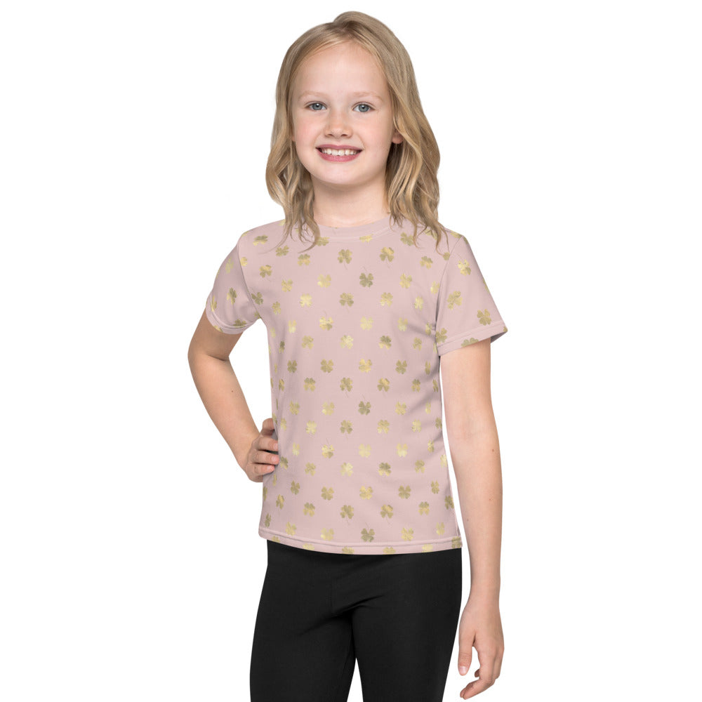 4 Leaf Clovers | Blush Pink | Gold | Kids | T-Shirt