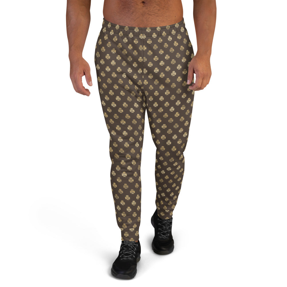 Chocolate and Gold Celtic Knot Shamrocks - Men's Joggers-Joggers-Clover & Thistle