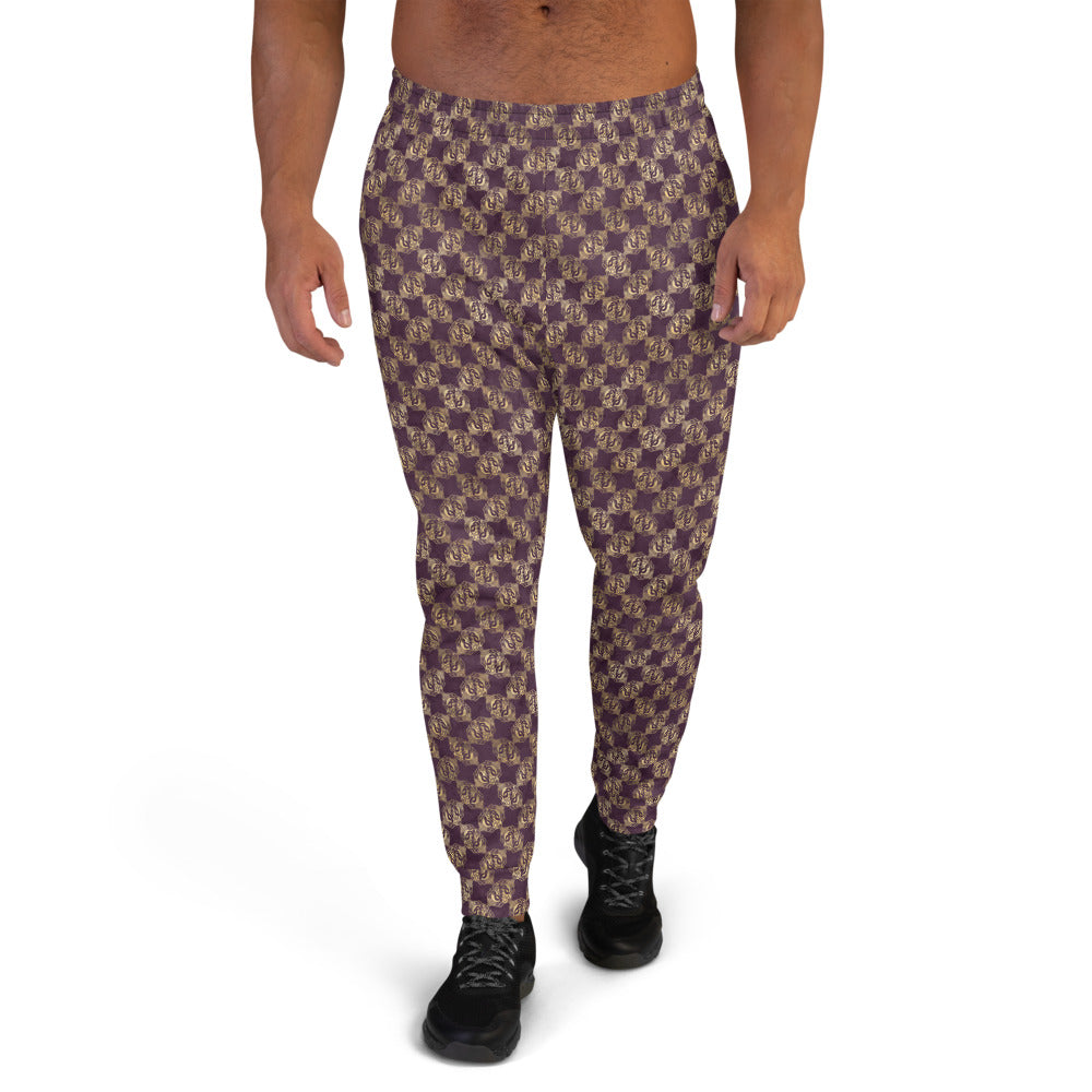 Gold Double Celtic Dragons on Distressed Purple - Men's Joggers