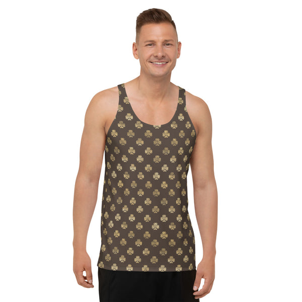 Chocolate and Gold Celtic Knot Shamrocks - Men's Tank Top-Tank Top-Clover & Thistle