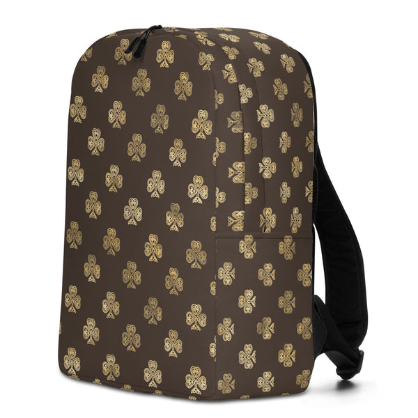 Chocolate and Gold Celtic Knot Shamrocks - Minimalist Backpack-Backpack-Clover & Thistle