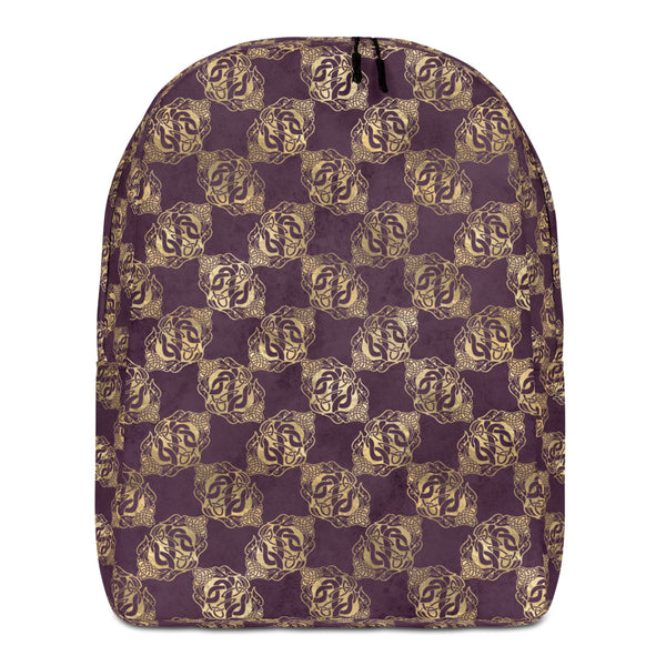 Gold Double Celtic Dragons on Distressed Purple - Minimalist Backpack
