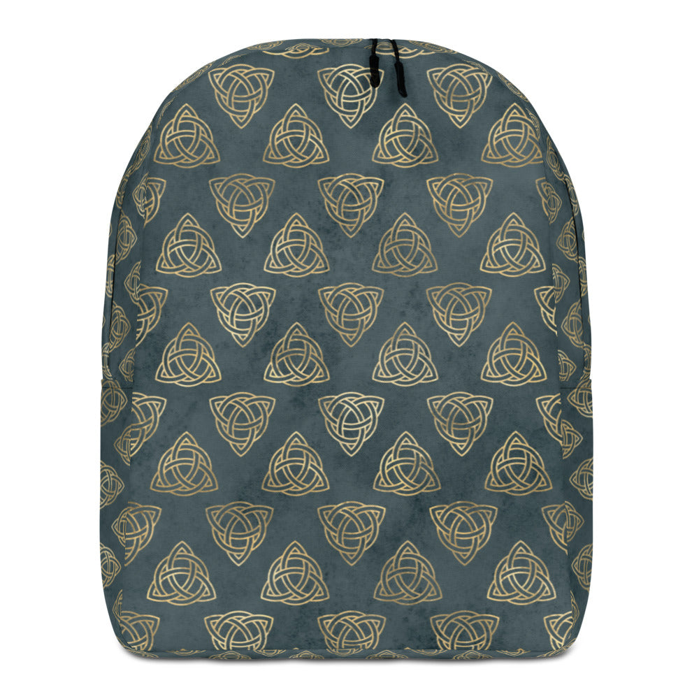 Triquetra Celtic Knots | Distressed Teal | Gold | Minimalist Backpack
