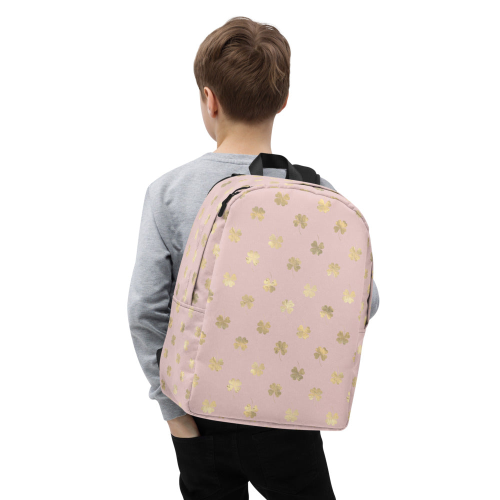4 Leaf Clovers | Blush Pink | Gold | Minimalist | Backpack