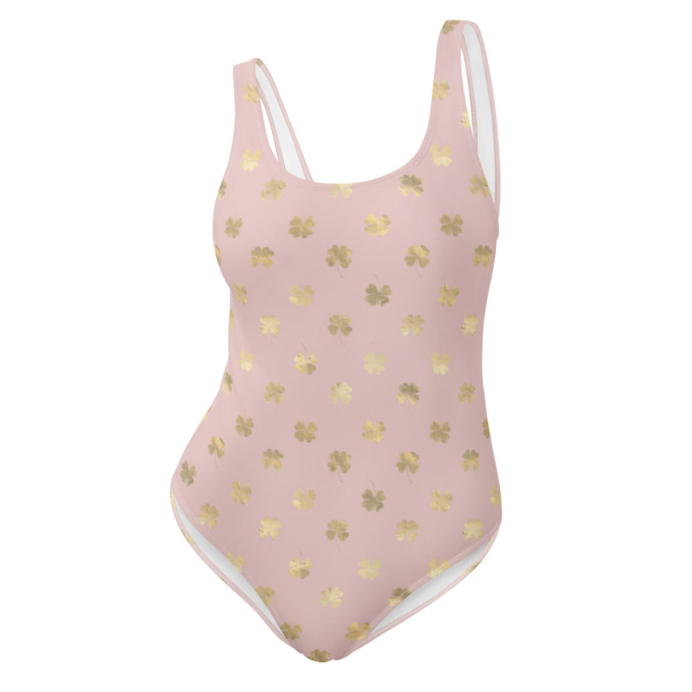 4 Leaf Clovers | Blush Pink | Gold | Women's | One-Piece | Swimsuit