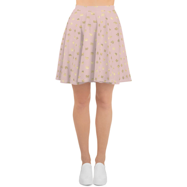 4 Leaf Clovers | Blush Pink | Gold | Skater Skirt