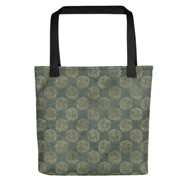 Gold Celtic Knot Horses on Distressed Green - Tote bag-Clover & Thistle