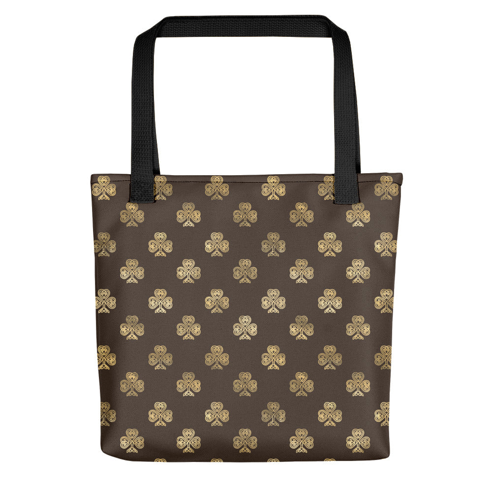 Chocolate and Gold Celtic Knot Shamrocks - Tote bag