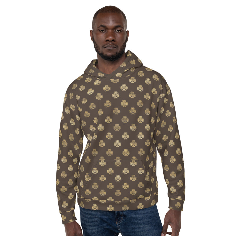 Chocolate and Gold Celtic Knot Shamrocks - Unisex Hoodie-Hoodie-Clover & Thistle