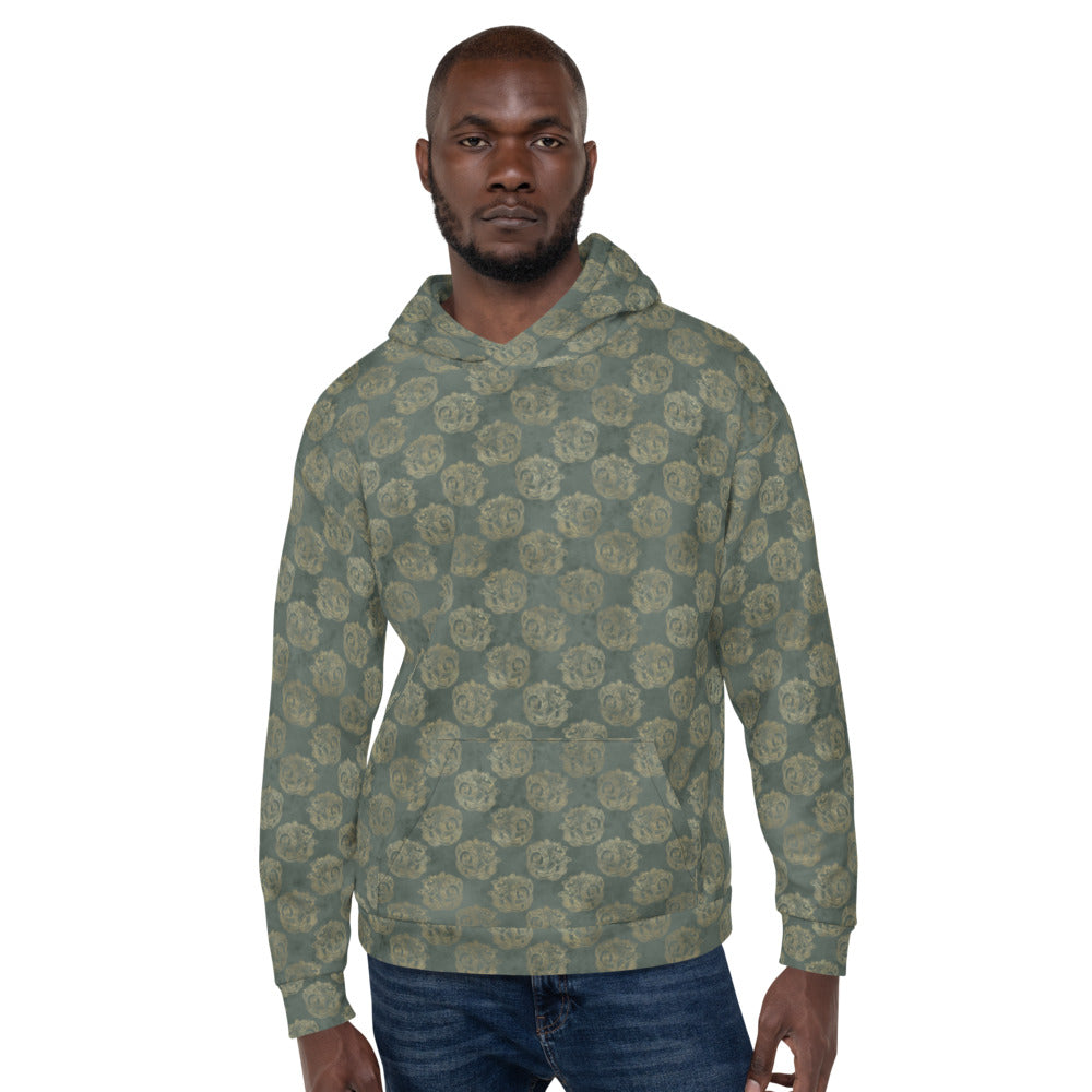 Gold Celtic Knot Horses on Distressed Green - Unisex Hoodie-Clover & Thistle