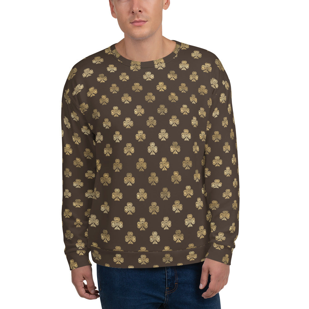 Chocolate and Gold Celtic Knot Shamrocks - Unisex Sweatshirt-Sweatshirt-Clover & Thistle