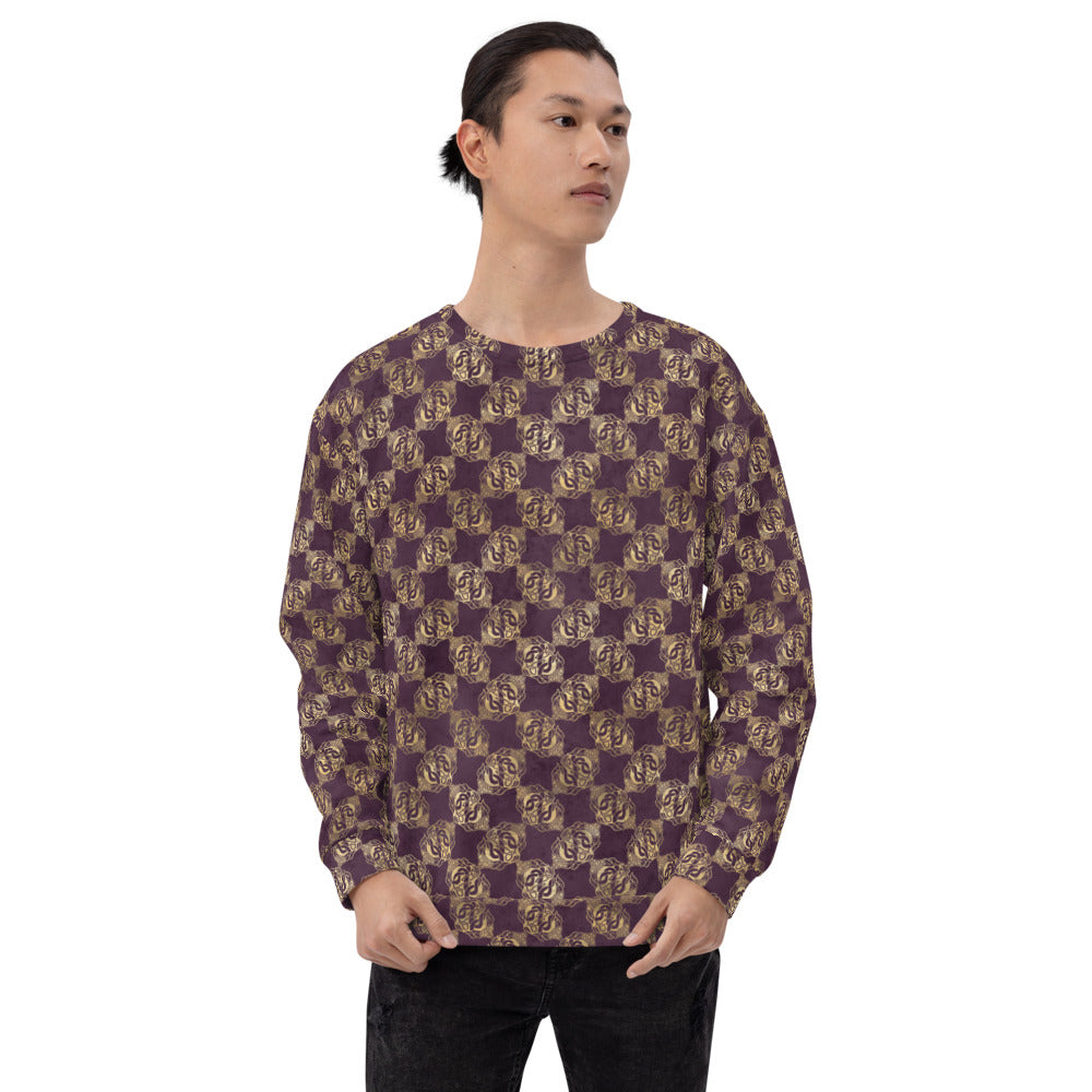 Gold Double Celtic Dragons on Distressed Purple - Unisex Sweatshirt