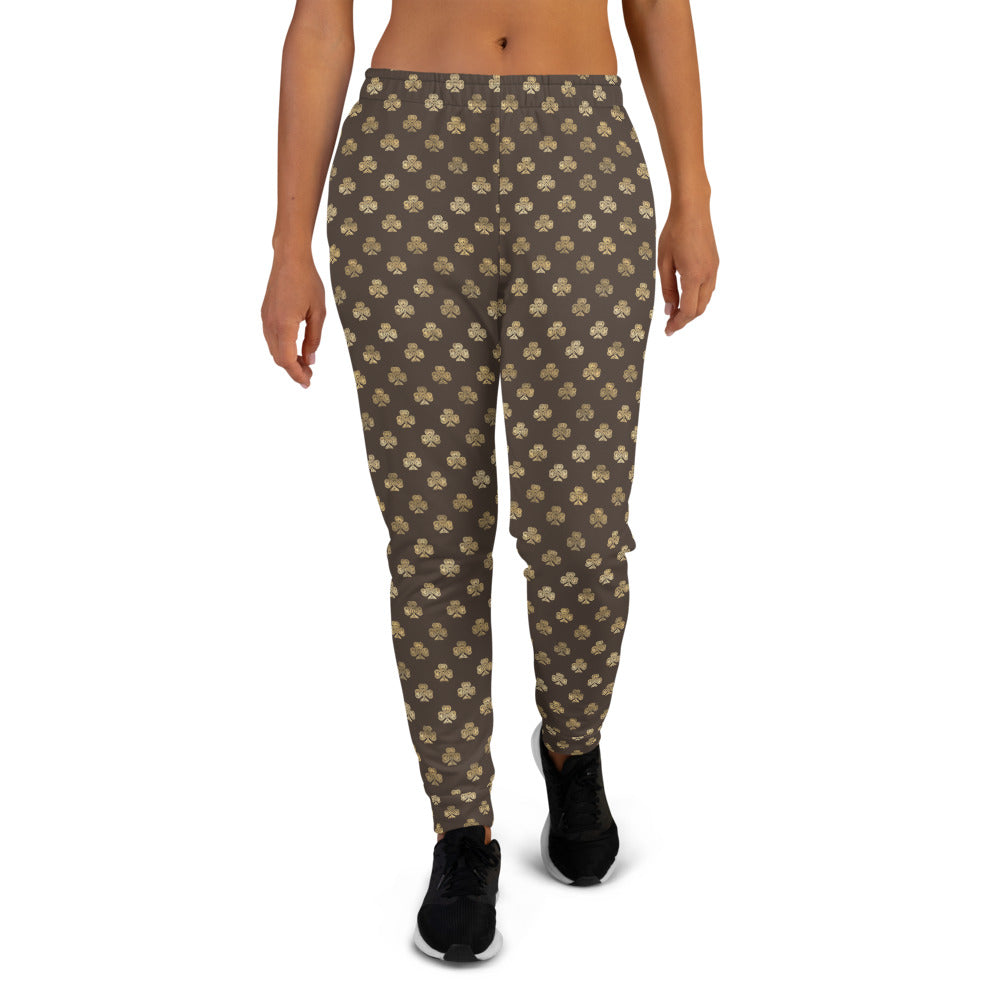 Chocolate and Gold Celtic Knot Shamrocks - Women's Joggers-Joggers-Clover & Thistle