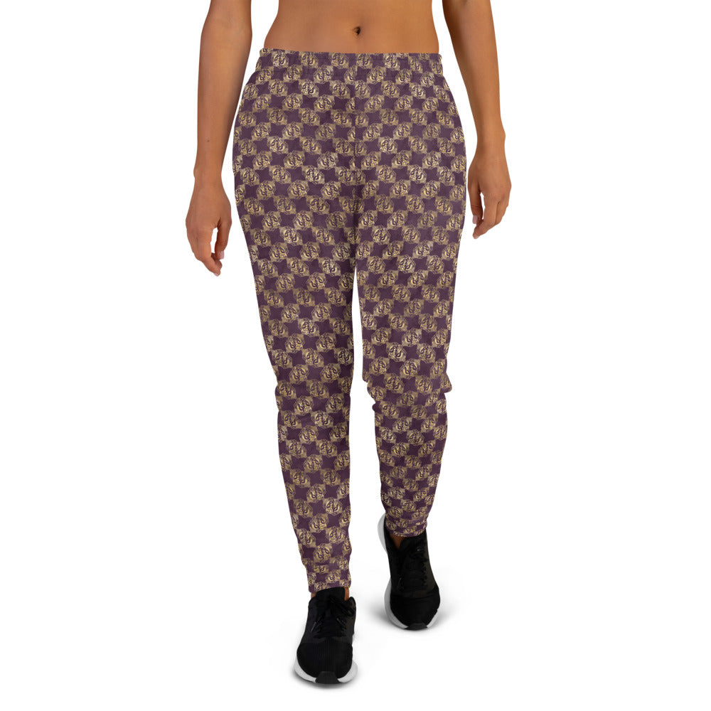 Gold Double Celtic Dragons on Distressed Purple - Women's Joggers